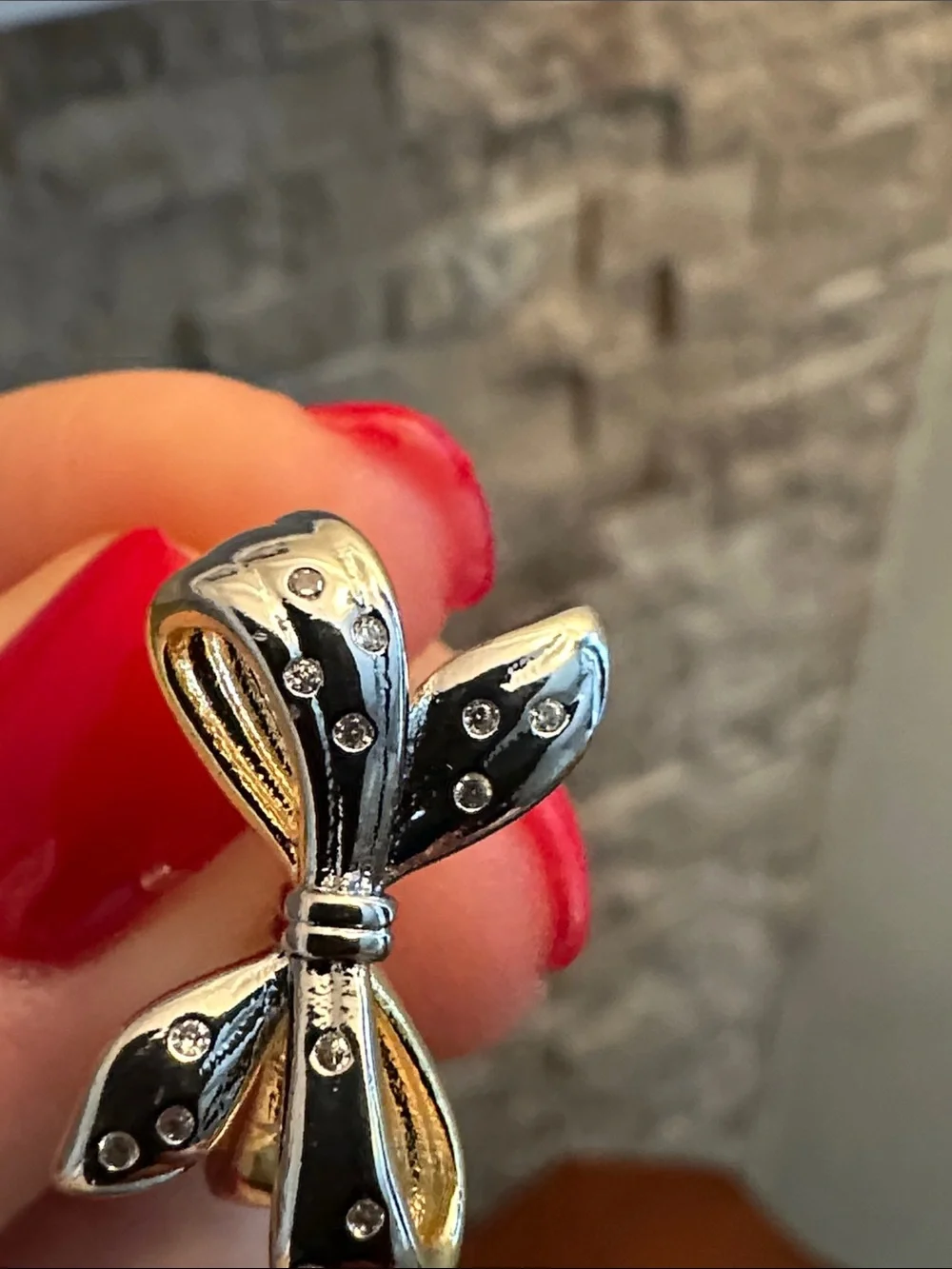 Adjustable Silver Butterfly Open Ring with Gold Accent